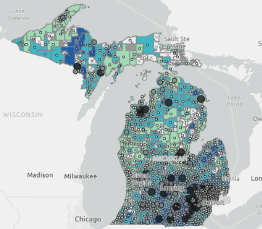 Michigan Radon Map Map of Michigan showing radon zones