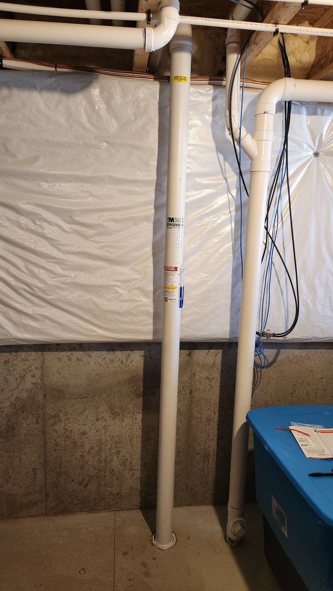 sub-slab-depressurization-system Sub-slab depressurization radon mitigation system with PVC piping