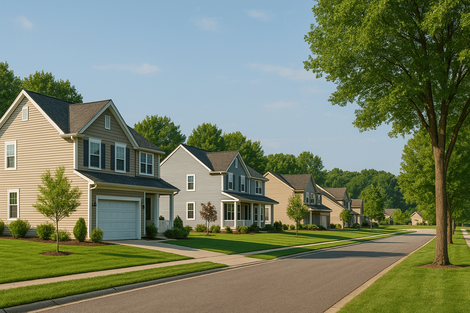 Tree-lined neighborhood where radon testing is commonly performed