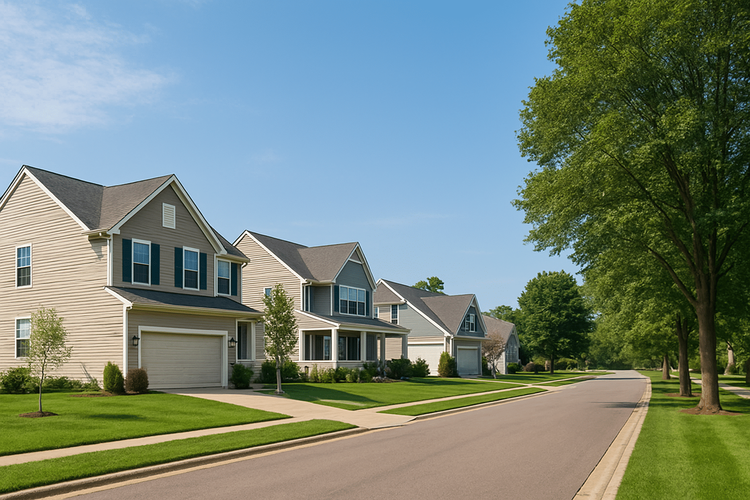 Suburban street in Michigan where residential radon testing is offered
