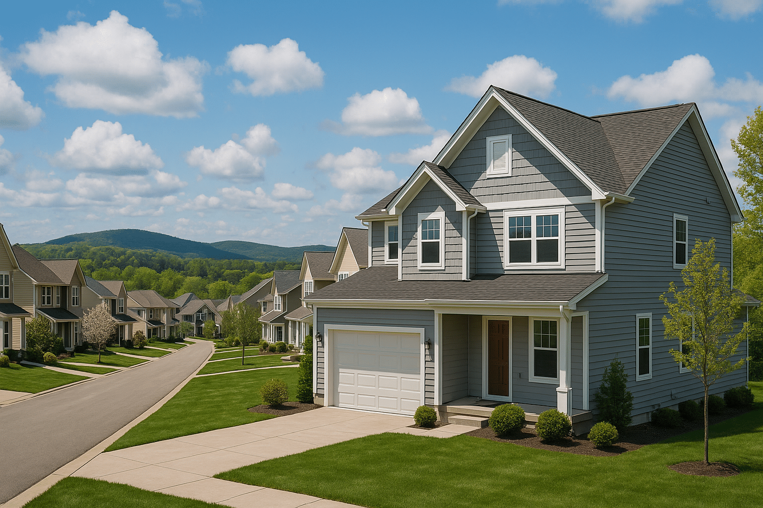 Peaceful residential street used to illustrate radon testing areas