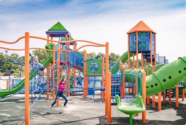 Playground in Muskegon Michigan. Elevated radon levels have been found in Muskegon requiring radon mitigation.